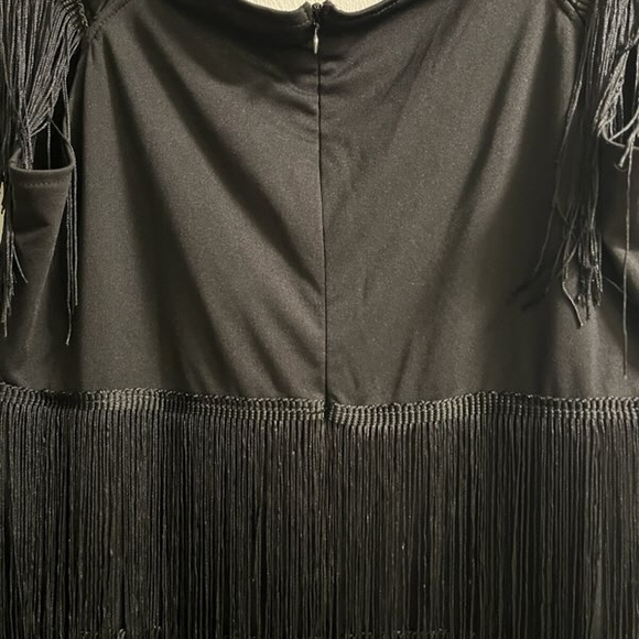 SHEIN Black Sexy Off Shoulders Gaspy Fringe Dress Size 2xl - Picture 4 of 8